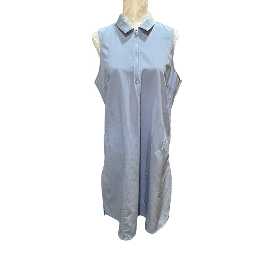 Puma Womens Sz L Purple-Blue Golf‎ Dress Polyester Spandex Zip Pockets Collar